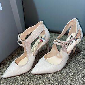 Nude/Beige Suede-Like Pump Heels about 3.5inches